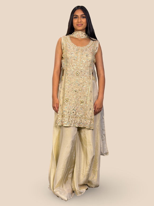 Amarisai Cream Hand Embellished Indo Western