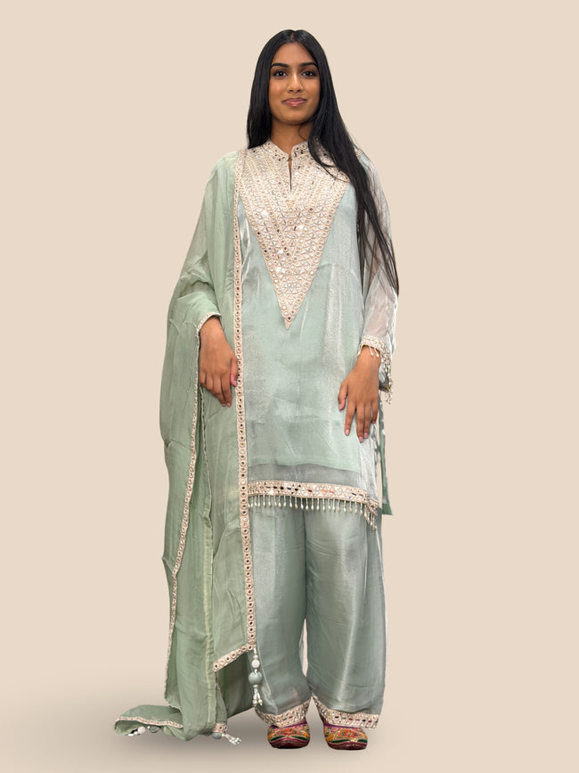 Aryvita Blue Hand Embellished Farshi Shalwar Suit