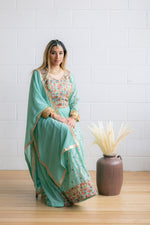 Turquoise Temptation Chiffon Georgette Gown