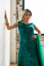 Green Shimmer Net One-piece Gown