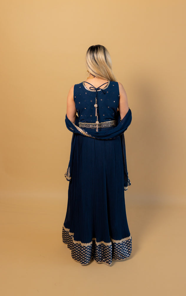 Midnight Sky Chiffon Georgette Long Gown