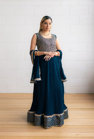 Midnight Sky Chiffon Georgette Long Gown