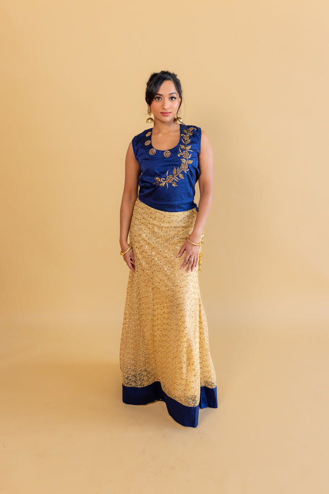 1 of 1 Sanskriti Blue & Gold Lehenga