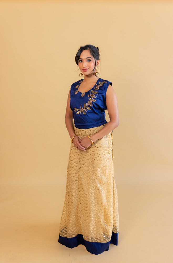 1 of 1 Sanskriti Blue & Gold Lehenga