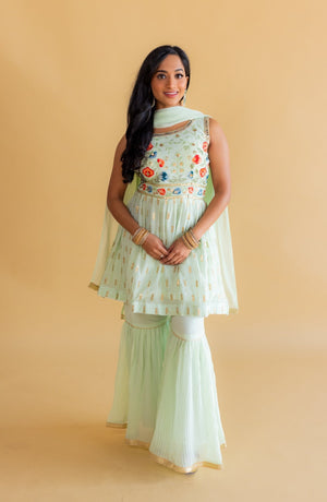 Mint Garden Georgette Sharara Suit