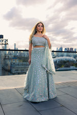 1 of 1 Pastel Green Sequin Lehenga