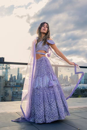 1 of 1 Lavender Sequin Reception Lehenga