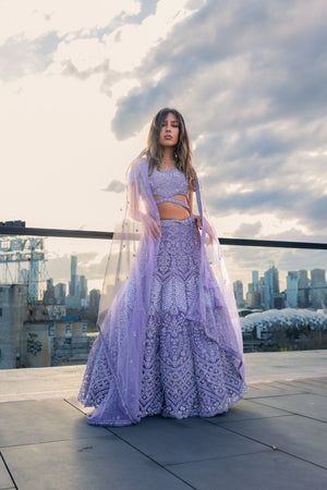 1 of 1 Lavender Sequin Reception Lehenga