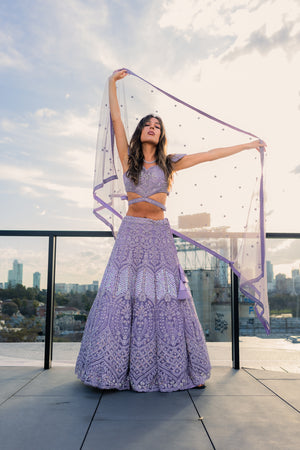 1 of 1 Lavender Sequin Reception Lehenga