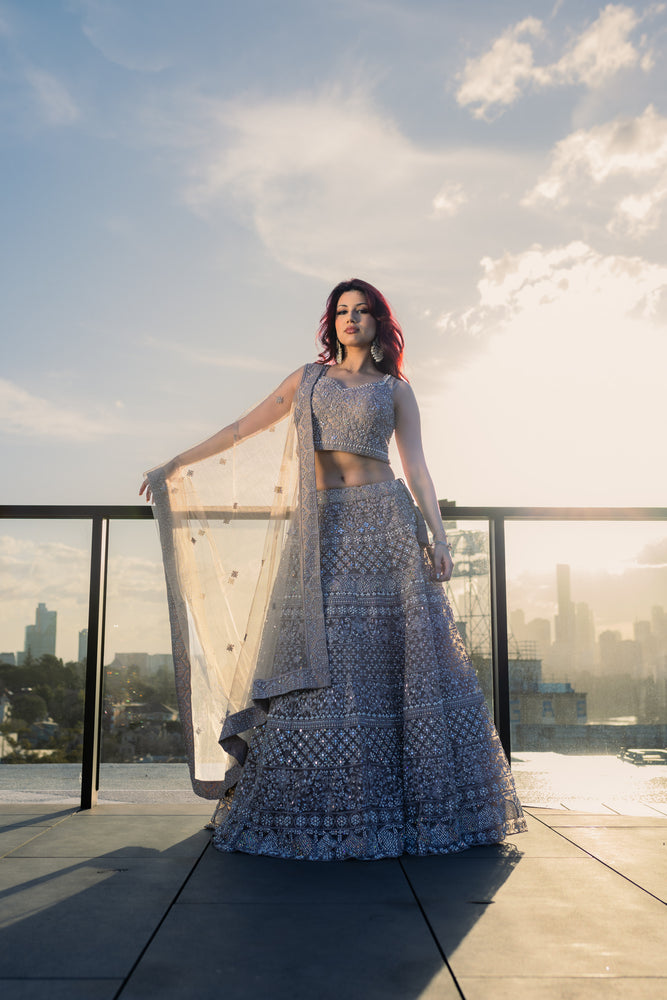 1 of 1 Brown Sequin Reception Lehenga