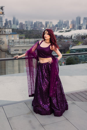 1 of 1 Wine Sequin Lehenga