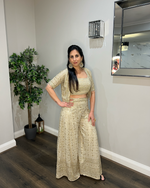 Ivory Golden Indo Western Divider with Crop Top