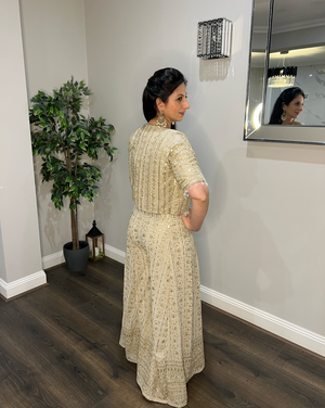 Ivory Golden Indo Western Divider with Crop Top