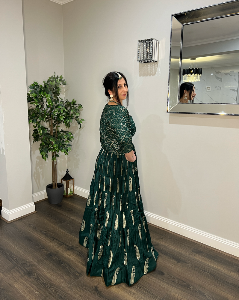 Dark Green Embroidered Lehenga Set