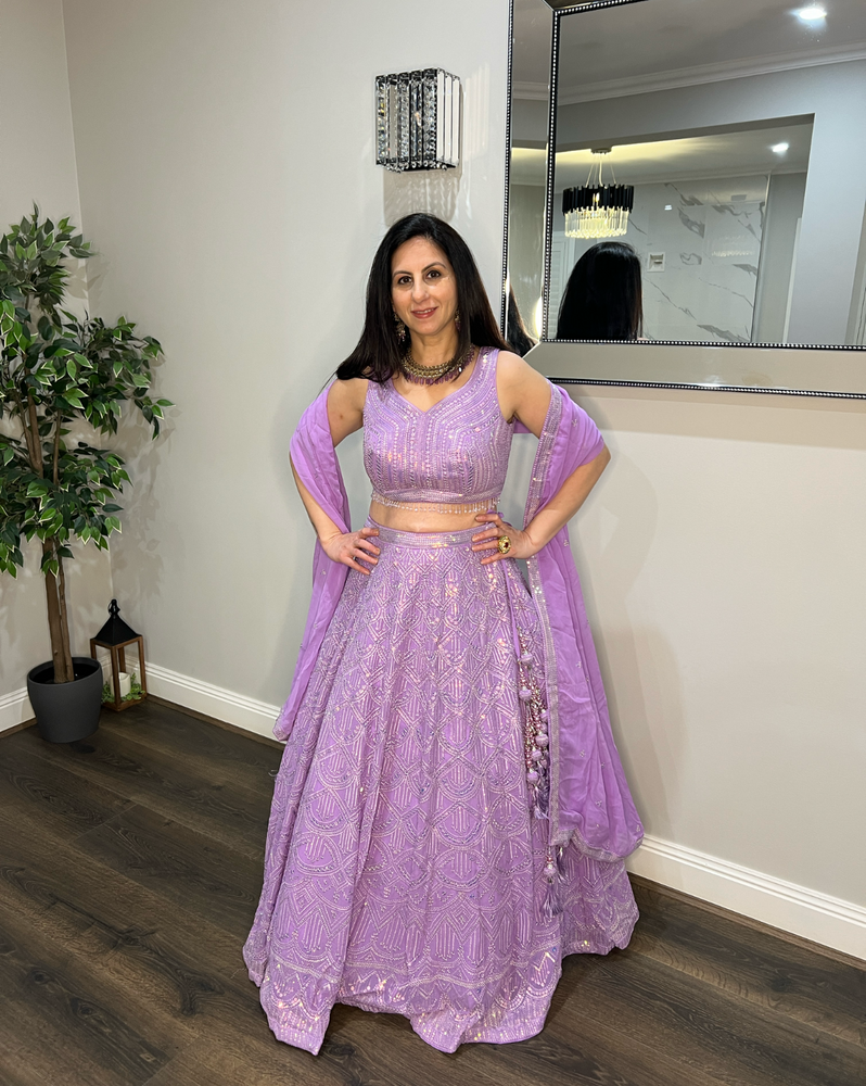 Lavender Embroidered Lehenga Set