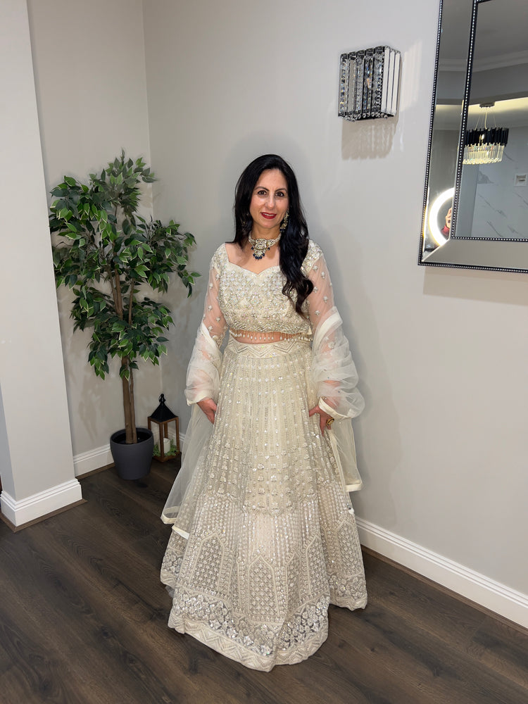 Cream Reception Lehenga Set