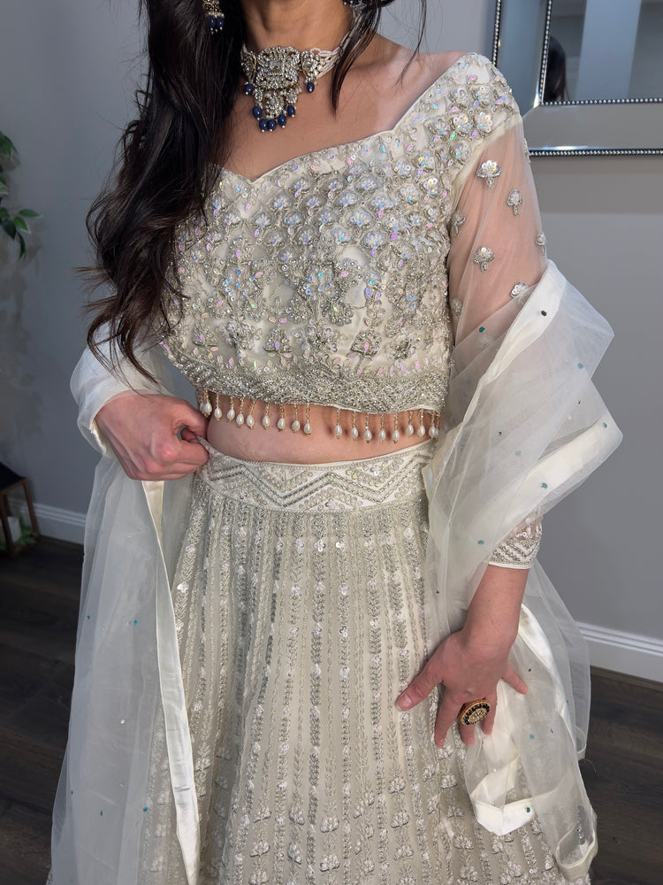 Cream Reception Lehenga Set