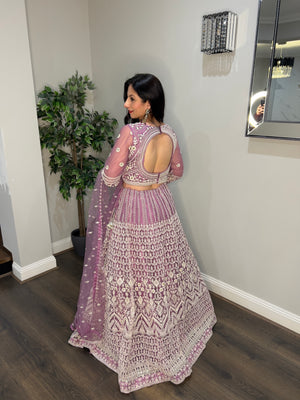 Lilac Net Lehenga Set