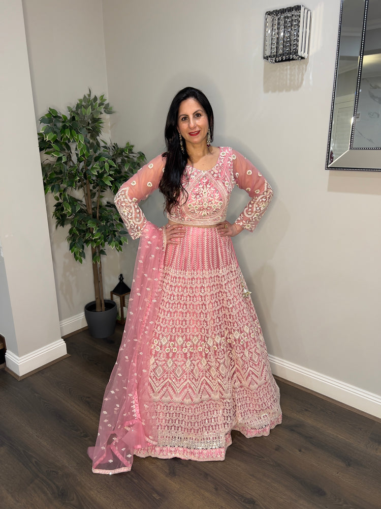 Pink Net Lehenga Set