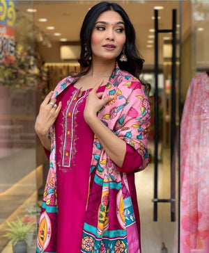 Hot Pink Straight Pant Punjabi Suit